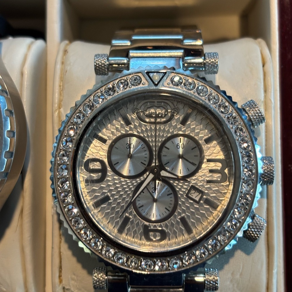 Marc Ecko Silver Watch with Crystal Accents
